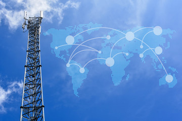 Telephone and telecommunications network towers around the world.