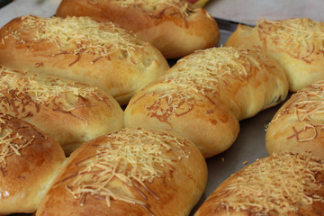 Homemade Delicious And Fresh Baked Bread With Cheese and Chocolate
