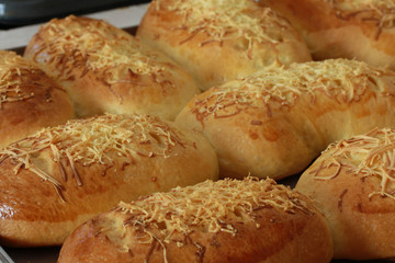 Homemade Delicious And Fresh Baked Bread With Cheese and Chocolate