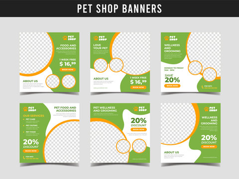 Pet Shop Square Banner Template. Promotional Banner For Social Media Post, Web Banner And Flyer Vol.18