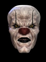The mask of a bad clown. 3D illustration