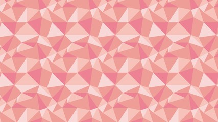 Abstract low poly geometric background with triangles in living coral colors. Mosaic texture. Vector illustration.