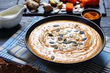 Creamy Roasted Pumpkin Soup in a bowl
