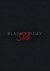 Black Friday banner with hand draw doodle background. Season of Sale.