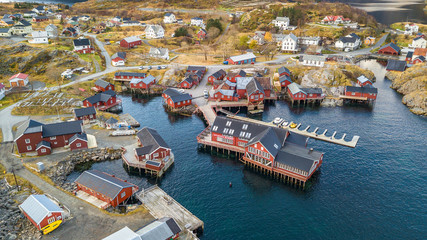 aerial view of reine town at lofoten islands
