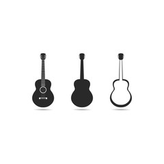 Naklejka premium Guitar logo template vector icon illustration