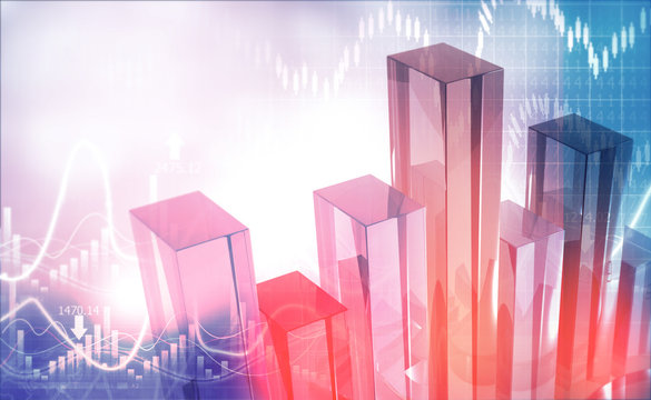 Finance Background With Abstract Growth Graph Chart. 3d Illustration.