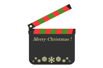 Naklejka premium カチンコを使ったクリスマスメッセージのフレームの3Dイラスト