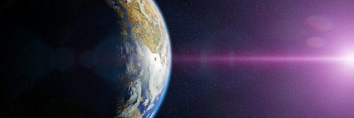 sunrise over biologically active exoplanet, alien planet in a distant star system 