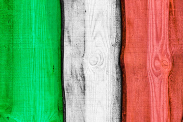 Italy flag on transparent wood background