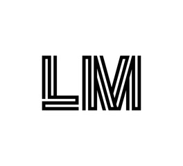 Initial two letter black line shape logo vector LM