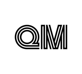 Initial two letter black line shape logo vector QM