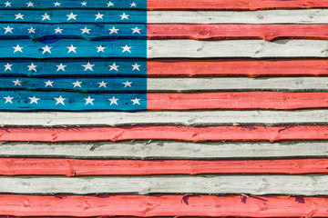 USA flag on transparent wood background