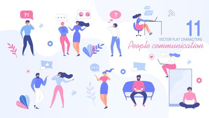 Communicating People Flat Vector Characters Set