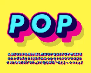 Deurstickers cool fancy pop art text effect with simple color design for pop music and arts, poster banner and flyer design © Memet