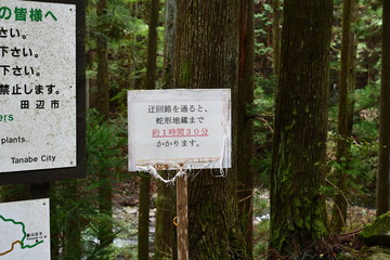 熊野古道 仲人茶屋跡迂回路標識