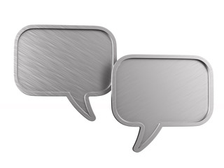 metallic bubble speak on white background. Isolated 3D illustration