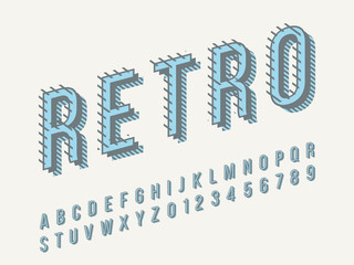 Fototapeta premium Retro font and alphabet. Stock vector illustration
