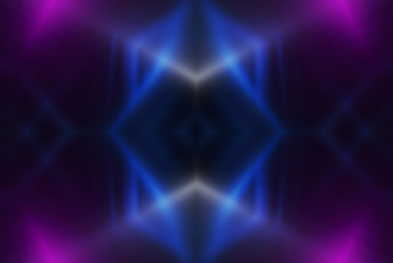 Dark abstract futuristic background. Neon lines glow. Neon lines, shapes. Multi-colored glow, blurry lights, bokeh. Empty stage background
