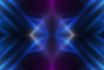 Dark abstract futuristic background. Neon lines glow. Neon lines, shapes. Multi-colored glow, blurry lights, bokeh. Empty stage background