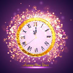 Fototapeta na wymiar Glossy clock for Happy New Year celebration.