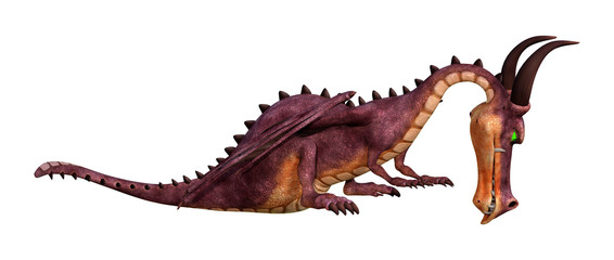Naklejka premium 3D Rendering Fairy Tale Dragon on White