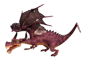 3D Rendering Fairy Tale Dragon on White
