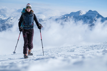 Fototapeta na wymiar Ski touring winter ascent