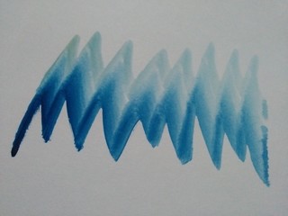 Abstract water sea waves blue watercolor splashing on paper background; Watercolor hand drawn painting.