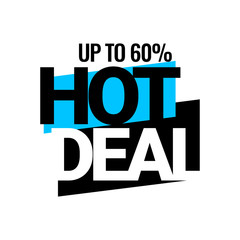 Hot deal. Discount with the price is 60. An ad for an advertising campaign at retail on the day of purchase. vector illustration