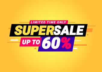 Super sale of special offers. Discount with the price is 60 . An ad with a red tag for an advertising campaign at retail on the day of purchase. vector illustration