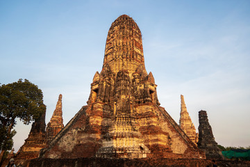 Thailand april 20 2019. Wat Chaiwattanaram in sunset time.This is historical park famous sightseeing place,Ayutthaya, Thailand.