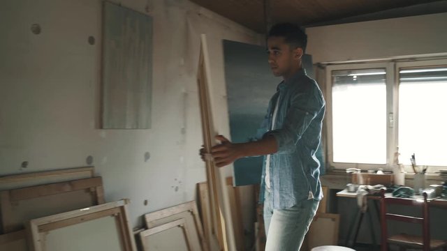 Talented artist starting a new painting