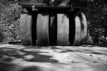 Obraz na płótnie Canvas Black and white roller transportation background