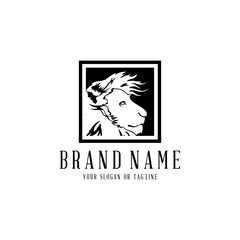 lion logo design vector template white background