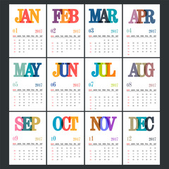 Creative Annual Calendar design for New Year 2017 celebration.