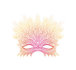 Obraz premium Colorful Carnival Masquerade Party Mask in Doodle Style.