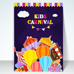 Kids Carnival template, banner or flyer design.