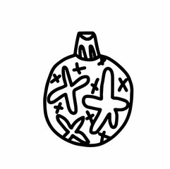 Vector Christmas tree decoration.Scandinavian style.Doodle black sketch line illustration.Design for backgrounds, web and coloring.