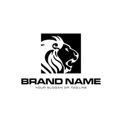 lion logo design vector template white background