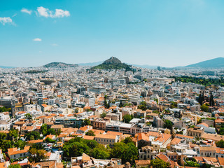 Fototapeta na wymiar Filopappou Hill and city of Athens