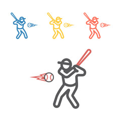 Baseball player line icon. Vector sport signs for web graphics.