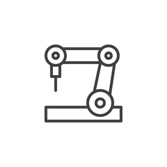 Robotic arm line icon. linear style sign for mobile concept and web design. Automation robot arm outline vector icon. Manufacturing technology symbol, logo illustration. Vector graphics