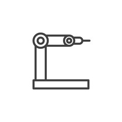 Robotic welding arm line icon. linear style sign for mobile concept and web design. Laser welding machine outline vector icon. Symbol, logo illustration. Vector graphics
