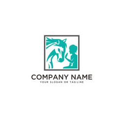 logo design horse care, horse training vector template
