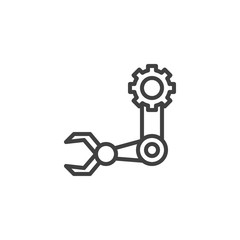 Robotic arm line icon. linear style sign for mobile concept and web design. Industrial mechanical robot arm outline vector icon. Symbol, logo illustration. Vector graphics