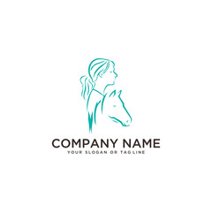 logo design horse care, horse training vector template