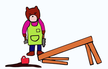 a bear tried to make a big table