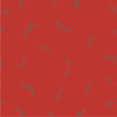 Seamless pattern with spruce tree branches on red. Simple design