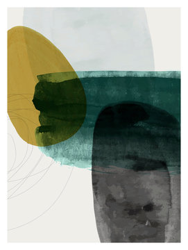 Fototapeta Creative minimalist hand painted illustration for wall decoration, postcard or brochure design.